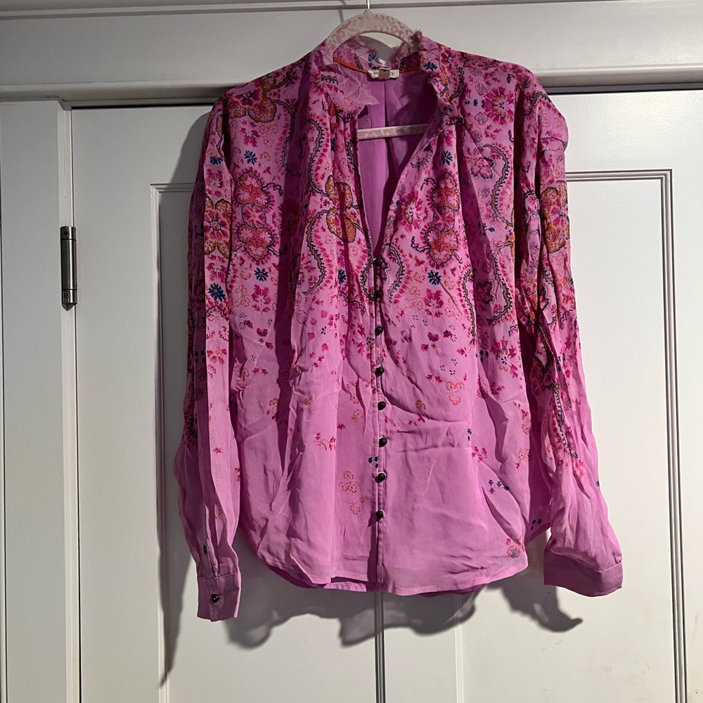 Anthropologie/Pilcro TAVI BUTTONDOWN BLOUSE IN PINK - Sz. L - Picture 5 of 14